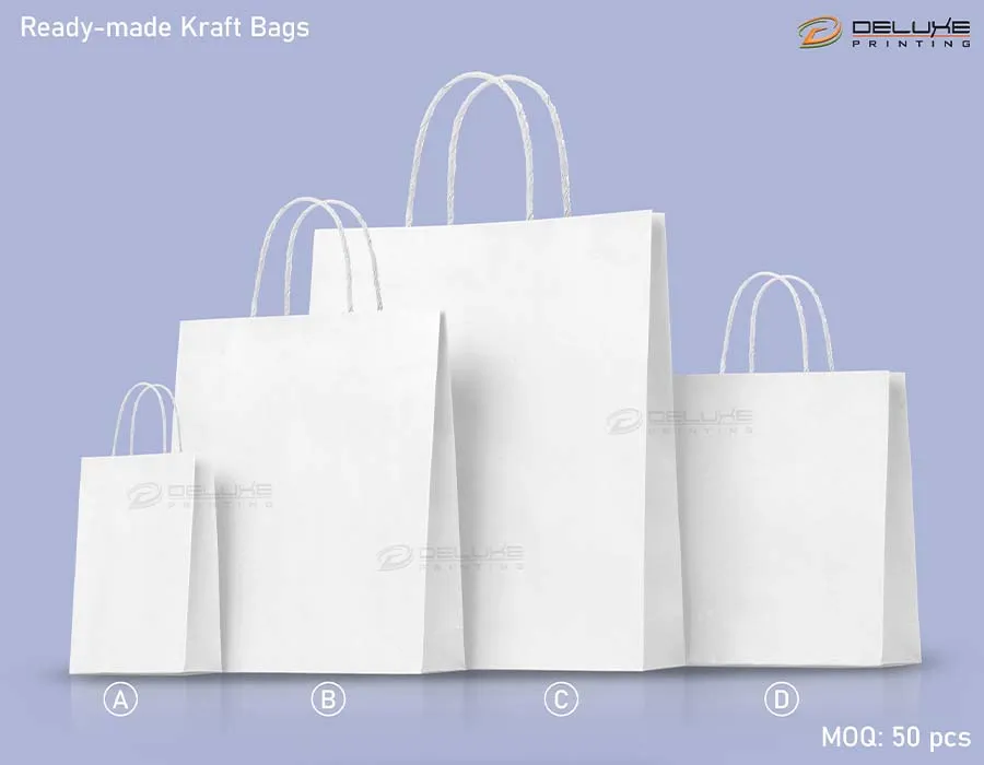 Kraft Bags White Printing Lahore